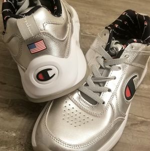 Men's silver Champion metallic sneaker shoes